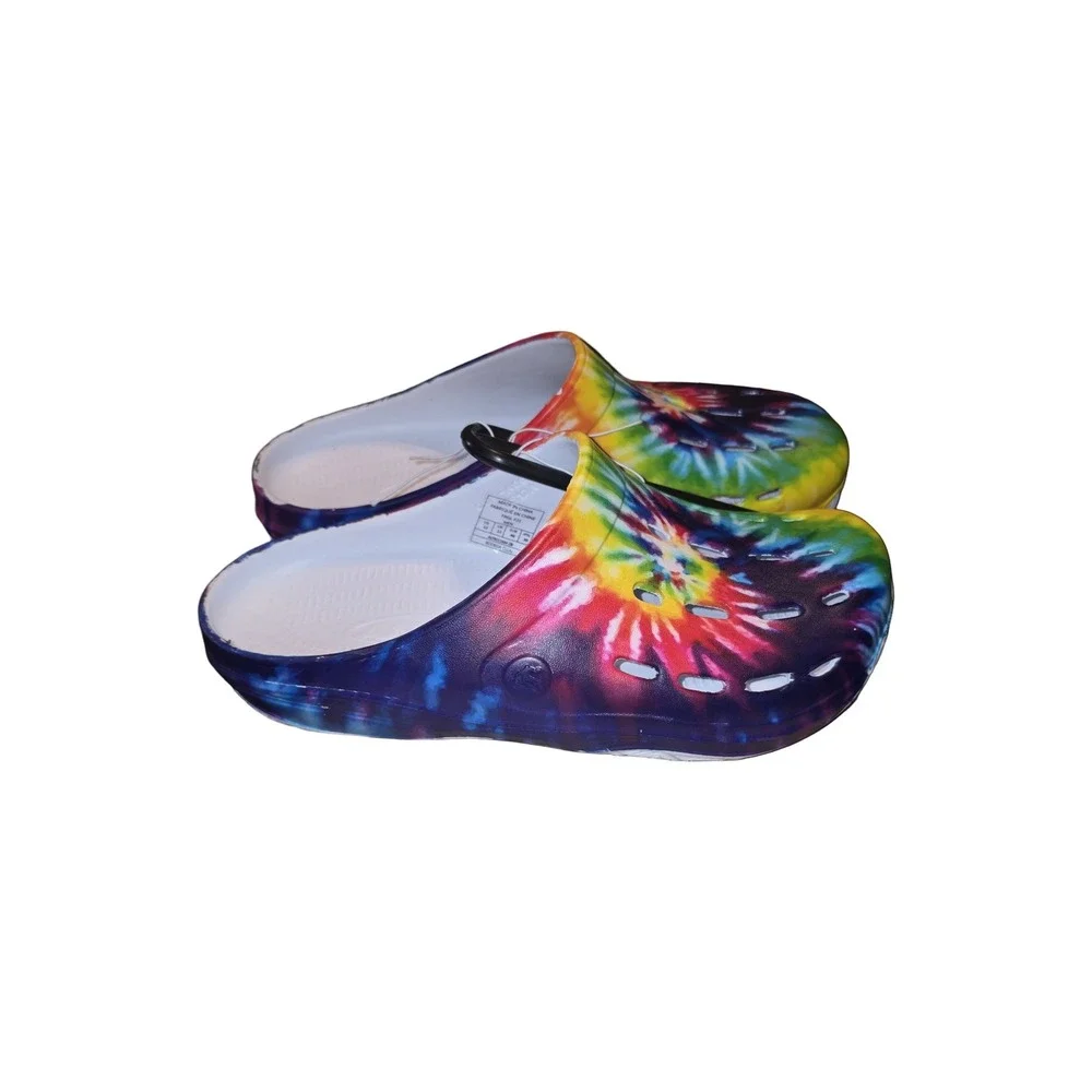 AND1 Mens Tie Dye Clogs Rainbow Slip On Comfort Sandals Multi Color Size 11/12